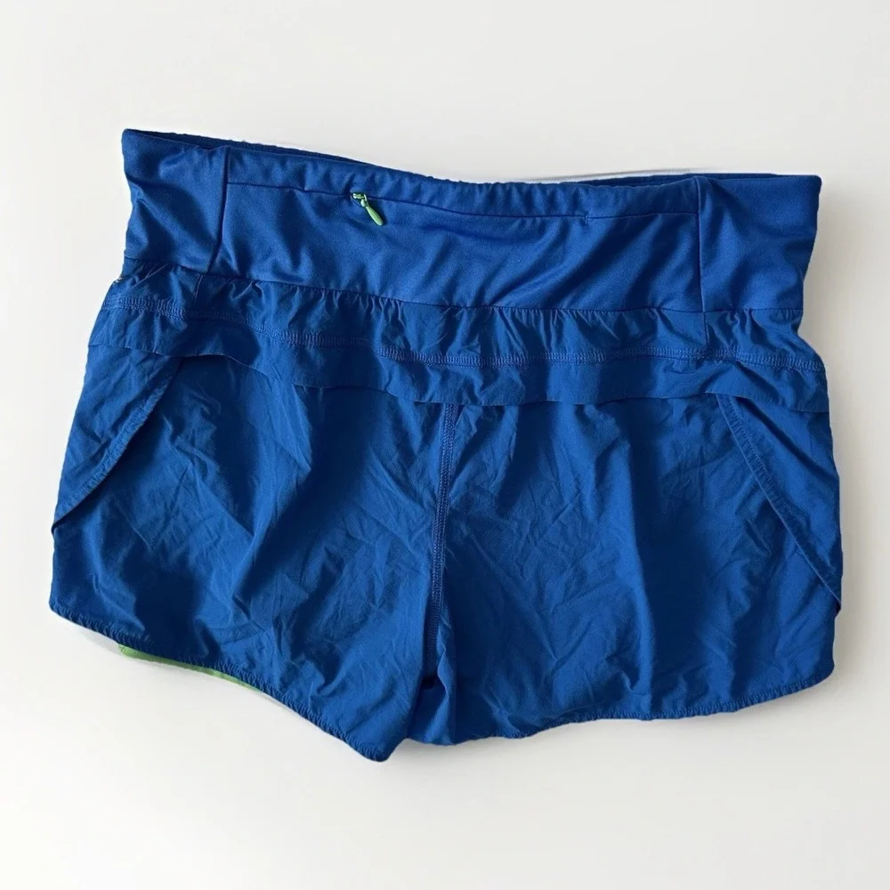 Fabletics Womens Running Shorts‎ Large Electric Blue Lined Athletic Yoga Gym